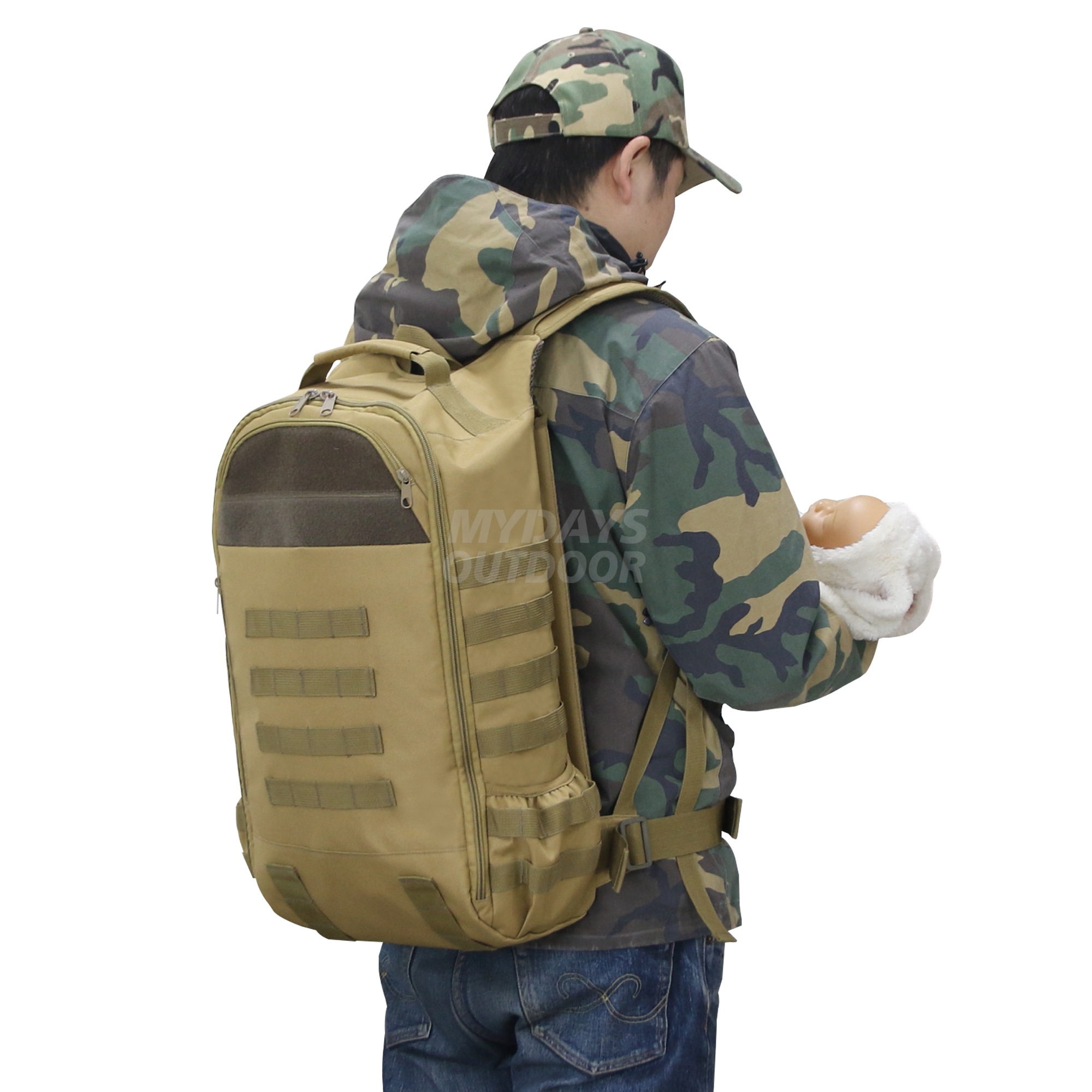 Мужская тактическая сумка для подгузников со встроенным ковриком для пеленания, ремень для коляски MDSHB-11