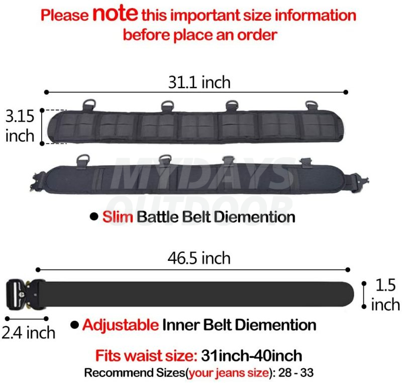 Тонкий комплект боевых ремней Airsoft Molle Belt Тактические боевые ремни Военный пояс MDSTA-12