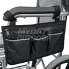 Боковая сумка для инвалидной коляски Водонепроницаемая сумка для подлокотника с черными органайзерами для хранения Bright Line для ходунков-роляторов MDSOW-1