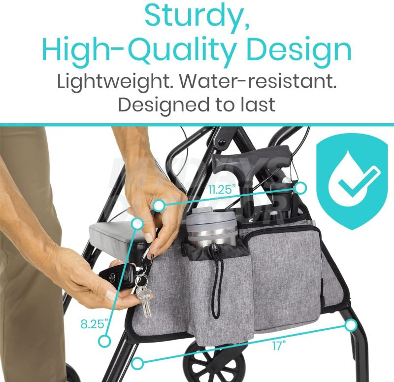 Боковая сумка для роляторов Небольшой подвесной органайзер для коляски с карманом для телефона MDSOW-10