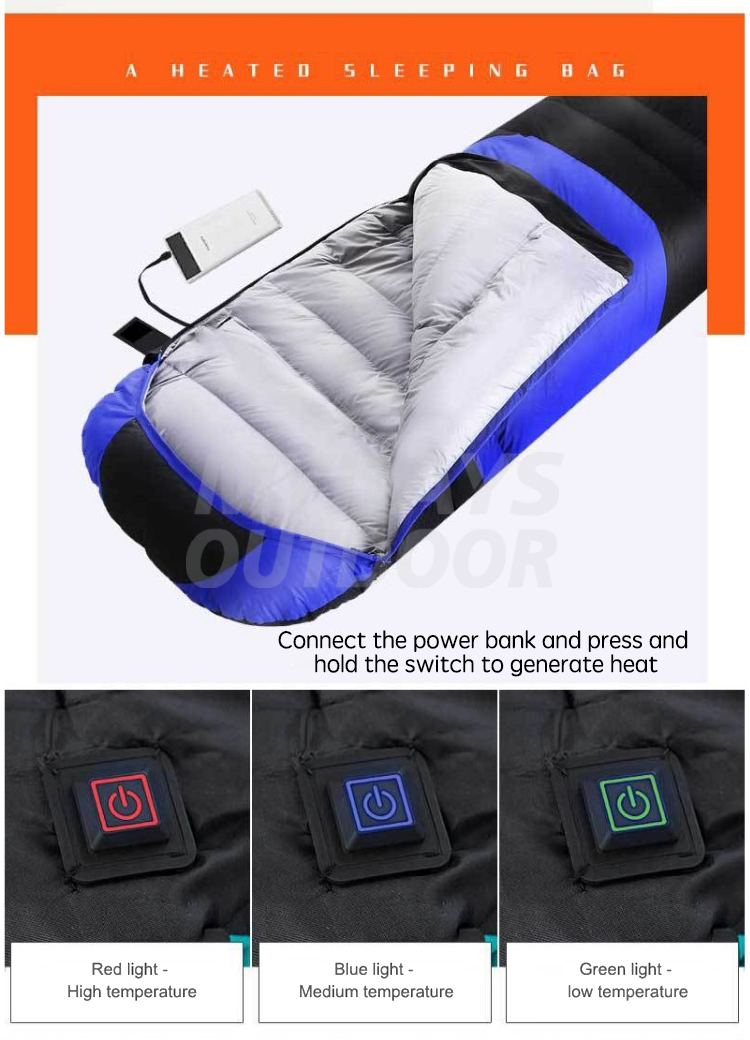 Водонепроницаемый спальный мешок с поддержкой питания USB с нагревательной пластиной MDSCP-28