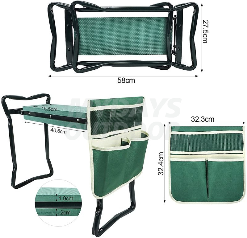Садовое колено и сиденье с сумкой для инструментов Садовая скамейка Утолщенная подушка из пеноматериала EVA MDSGO-4