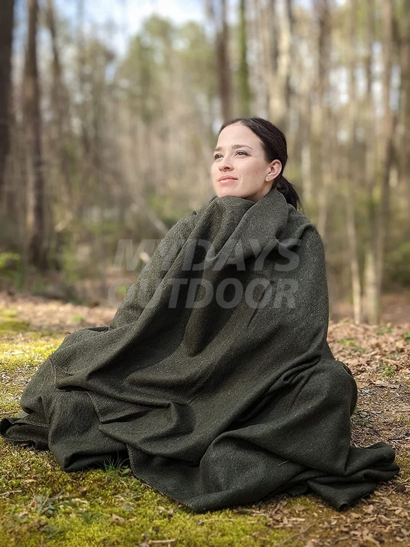 Оливково-серое зеленое теплое шерстяное огнезащитное одеяло MDSCL-12